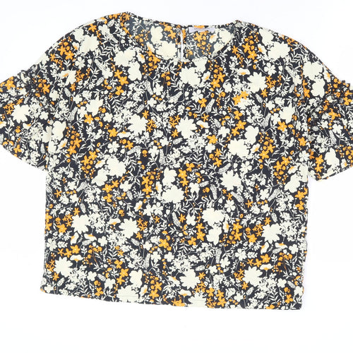 Great Plains Womens Multicoloured Floral Polyester Basic Blouse Size 14 Round Neck