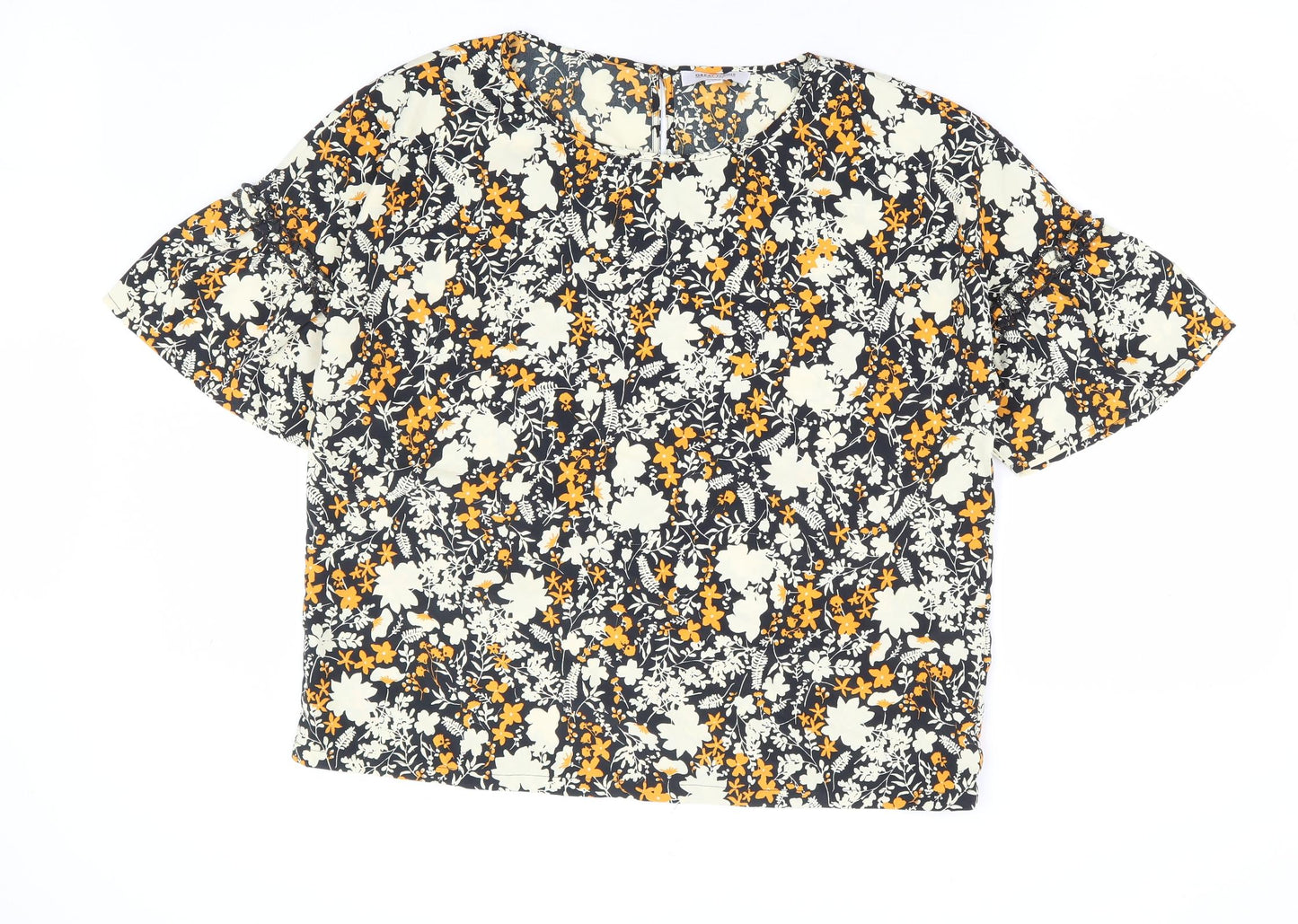 Great Plains Womens Multicoloured Floral Polyester Basic Blouse Size 14 Round Neck