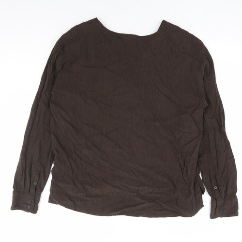 Weekday Womens Brown Viscose Basic Button-Up Size S V-Neck