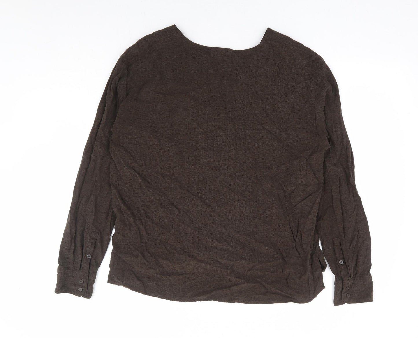 Weekday Womens Brown Viscose Basic Button-Up Size S V-Neck