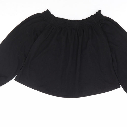 H&M Womens Black Polyester Cropped Blouse Size XS Off the Shoulder