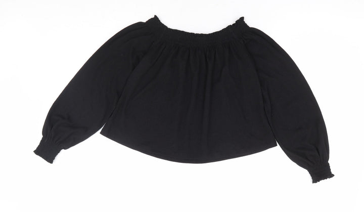 H&M Womens Black Polyester Cropped Blouse Size XS Off the Shoulder
