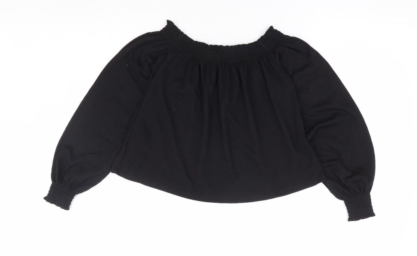 H&M Womens Black Polyester Cropped Blouse Size XS Off the Shoulder