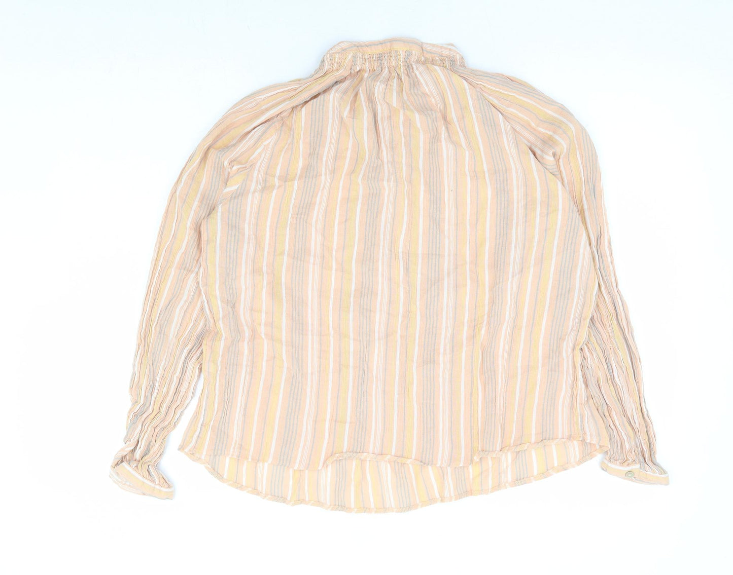 Papaya Womens Multicoloured Striped 100% Cotton Basic Blouse Size 14 Round Neck