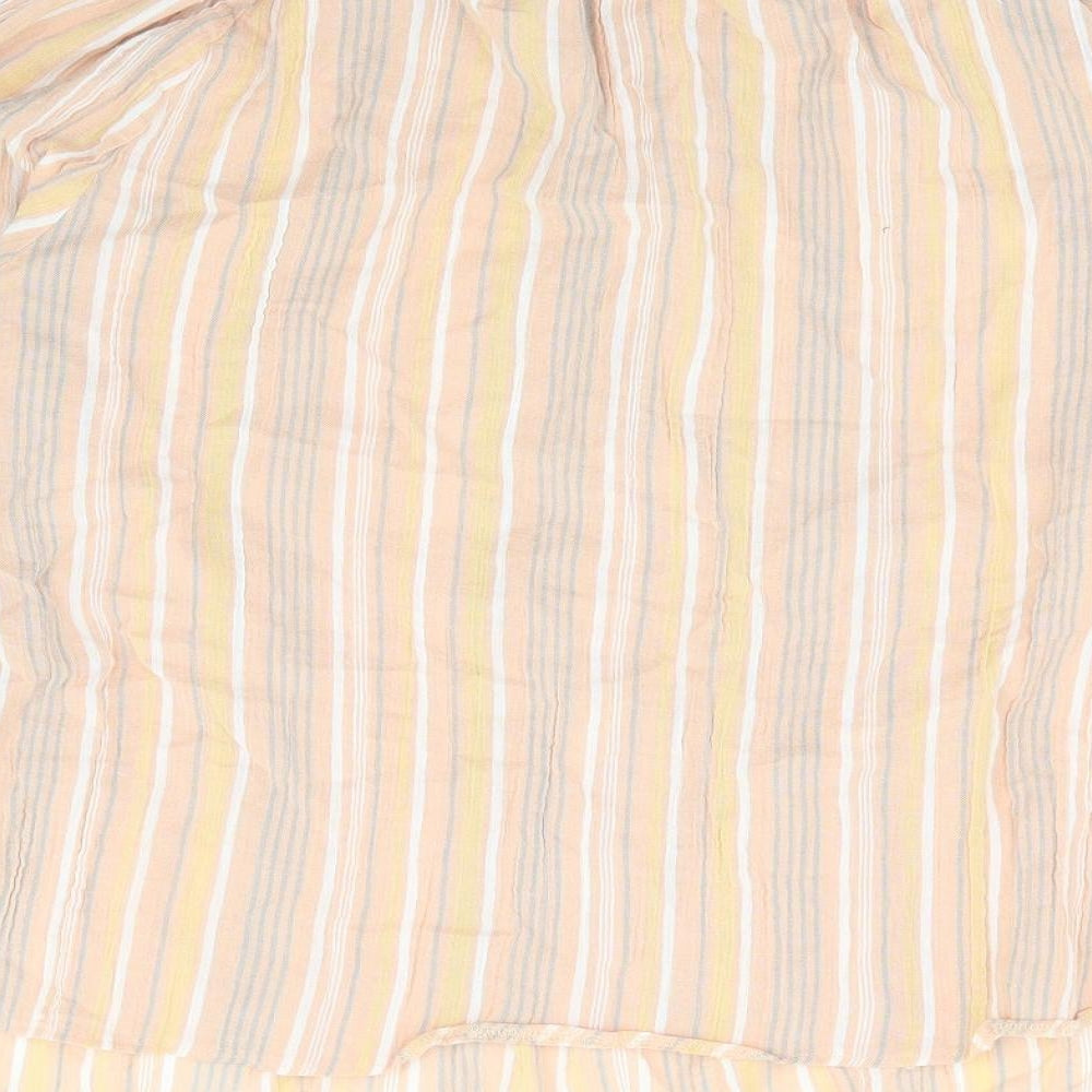 Papaya Womens Multicoloured Striped 100% Cotton Basic Blouse Size 14 Round Neck