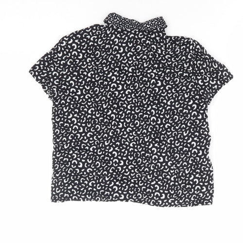 Divided by H&M Womens Black Geometric Modal Basic Button-Up Size 6 Collared