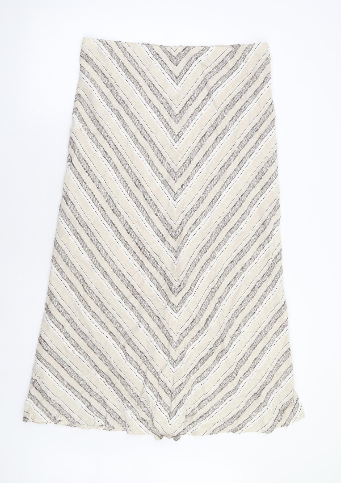 CC Womens Beige Geometric Linen A-Line Skirt Size 16
