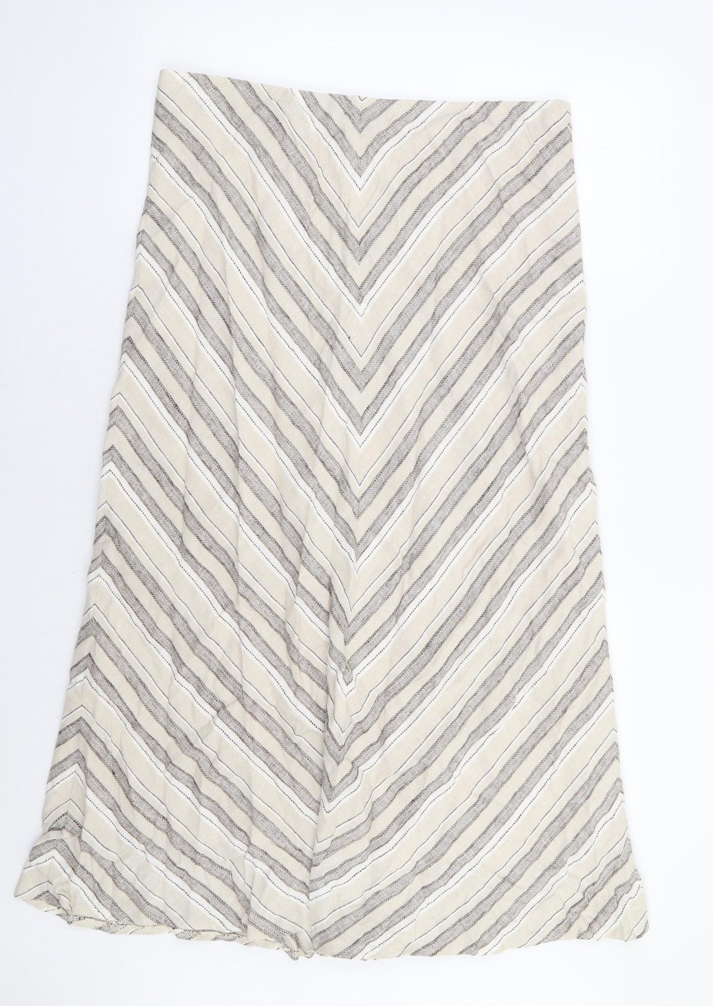 CC Womens Beige Geometric Linen A-Line Skirt Size 16