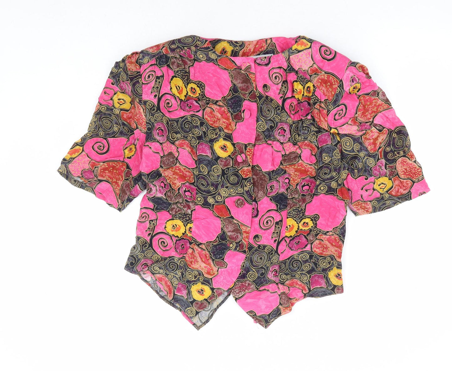 Vivienne Lawrence Womens Multicoloured Geometric Viscose Basic Button-Up Size 12 Round Neck