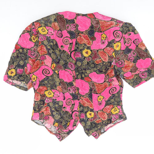 Vivienne Lawrence Womens Multicoloured Geometric Viscose Basic Button-Up Size 12 Round Neck