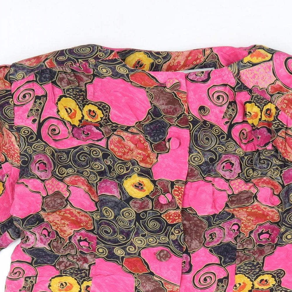 Vivienne Lawrence Womens Multicoloured Geometric Viscose Basic Button-Up Size 12 Round Neck