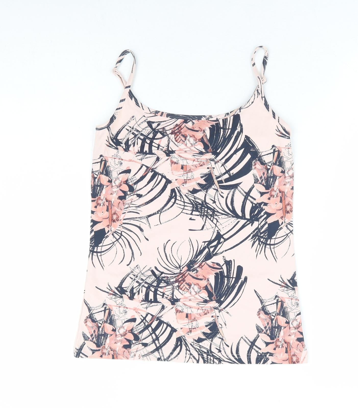 NEXT Womens Pink Floral Nylon Camisole Tank Size 8 Round Neck