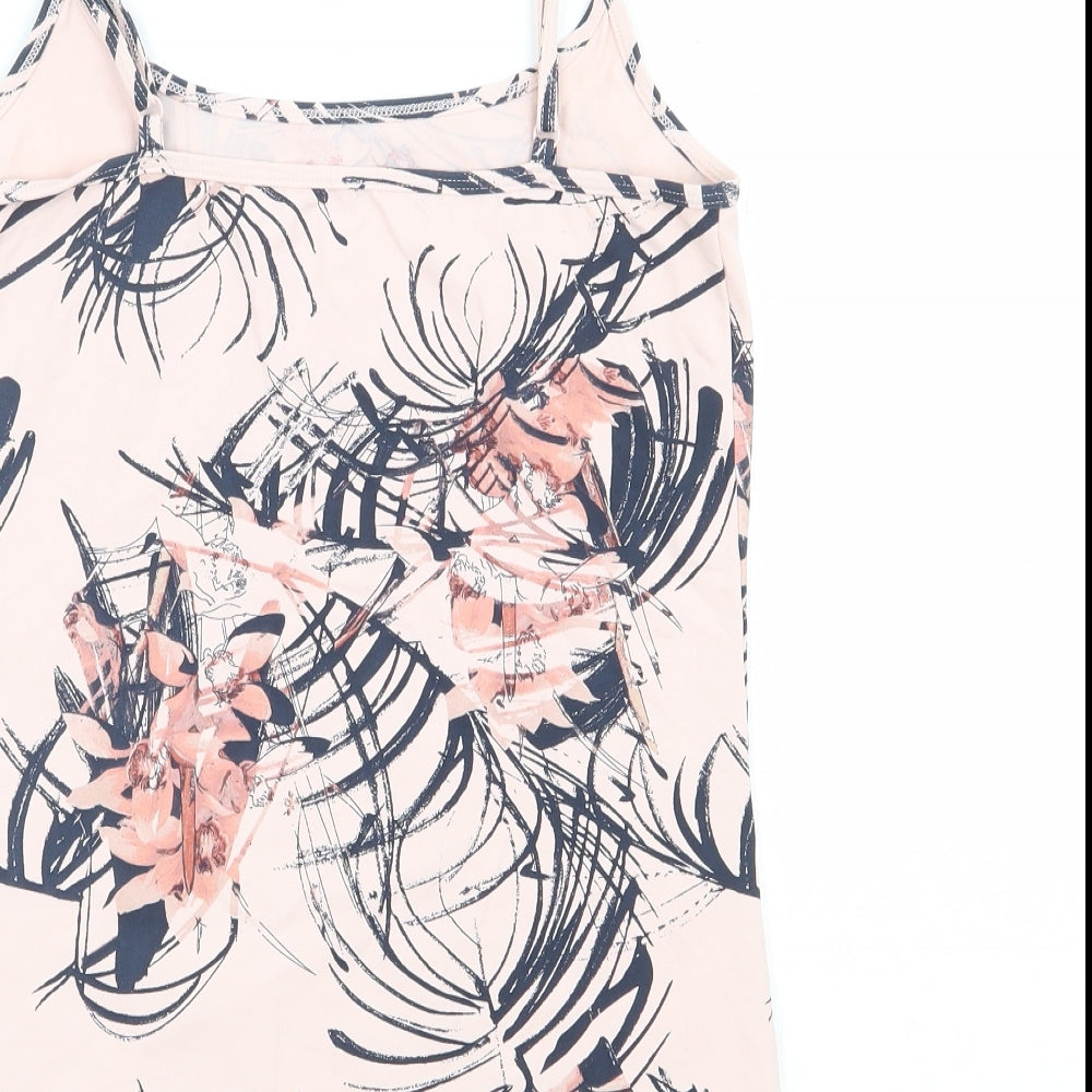 NEXT Womens Pink Floral Nylon Camisole Tank Size 8 Round Neck