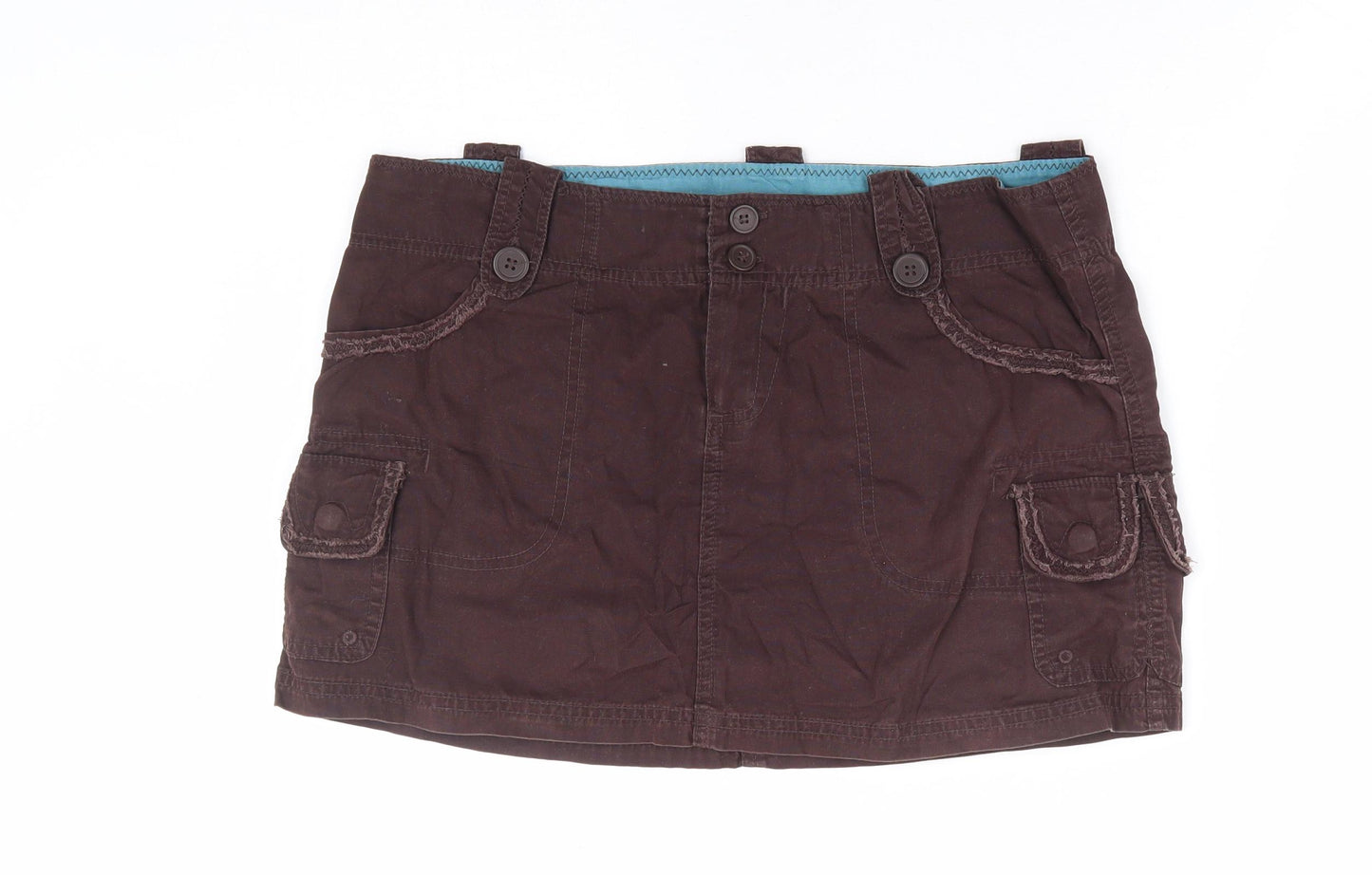 MK Womens Brown Cotton Mini Skirt Size 12 Zip