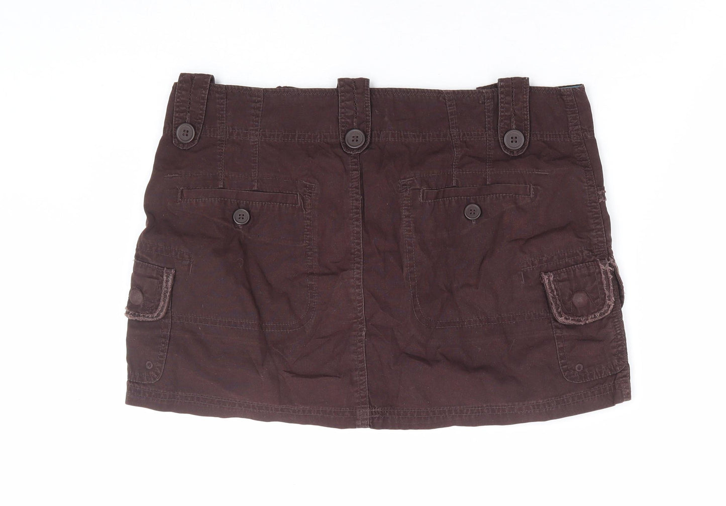 MK Womens Brown Cotton Mini Skirt Size 12 Zip