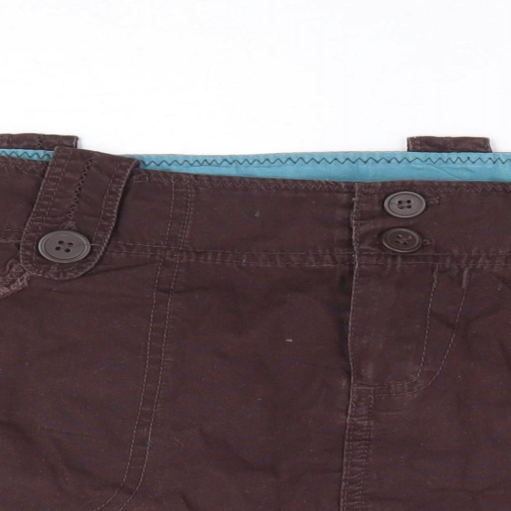 MK Womens Brown Cotton Mini Skirt Size 12 Zip