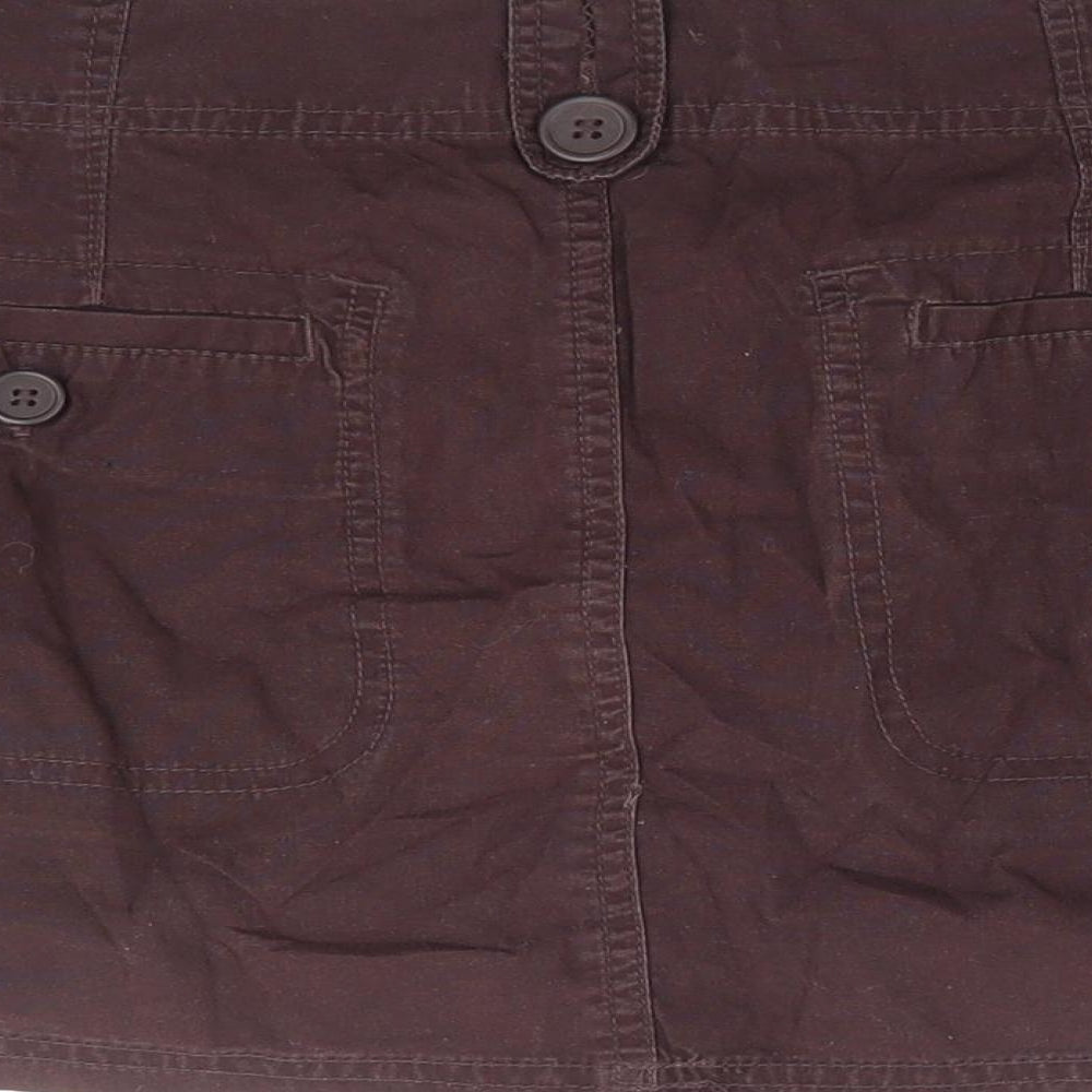 MK Womens Brown Cotton Mini Skirt Size 12 Zip