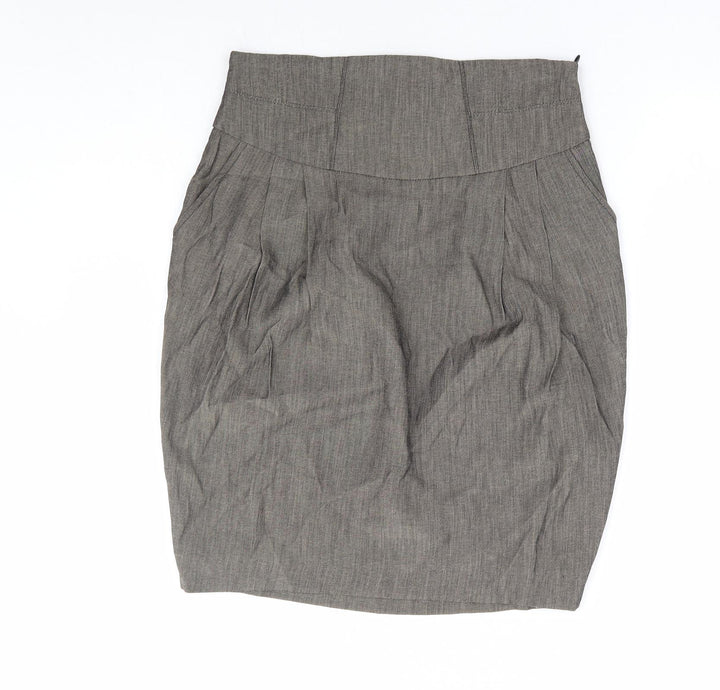 Zara Womens Brown Viscose Tulip Skirt Size M Zip