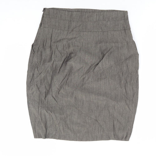 Zara Womens Brown Viscose Tulip Skirt Size M Zip