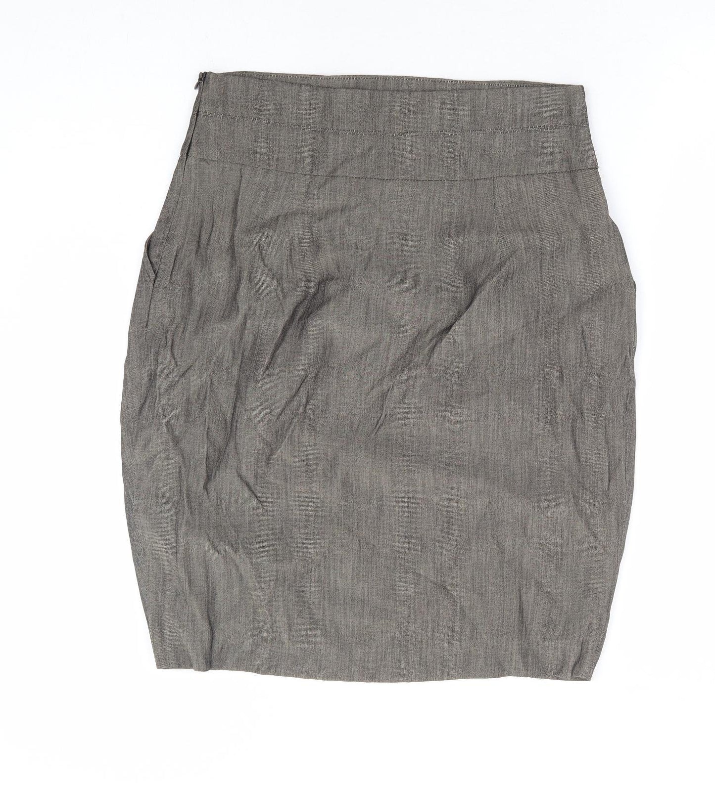Zara Womens Brown Viscose Tulip Skirt Size M Zip
