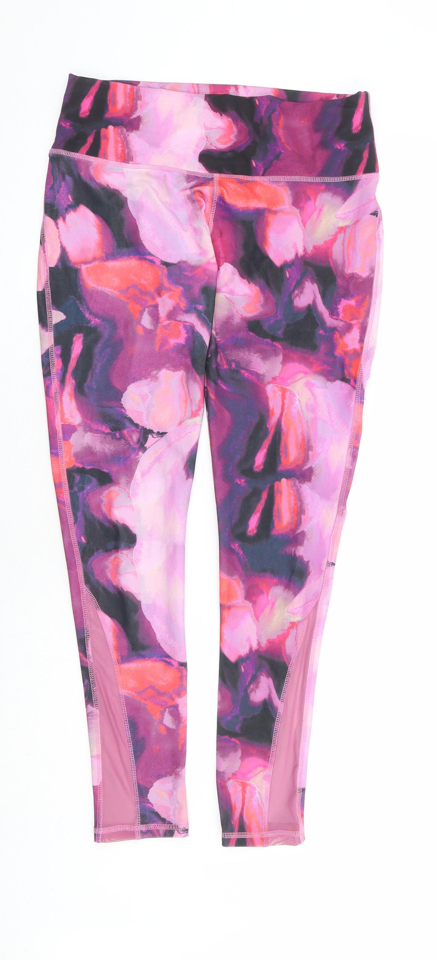 Primark Womens Purple Geometric Polyester Compression Leggings Size 12 L27 in Regular