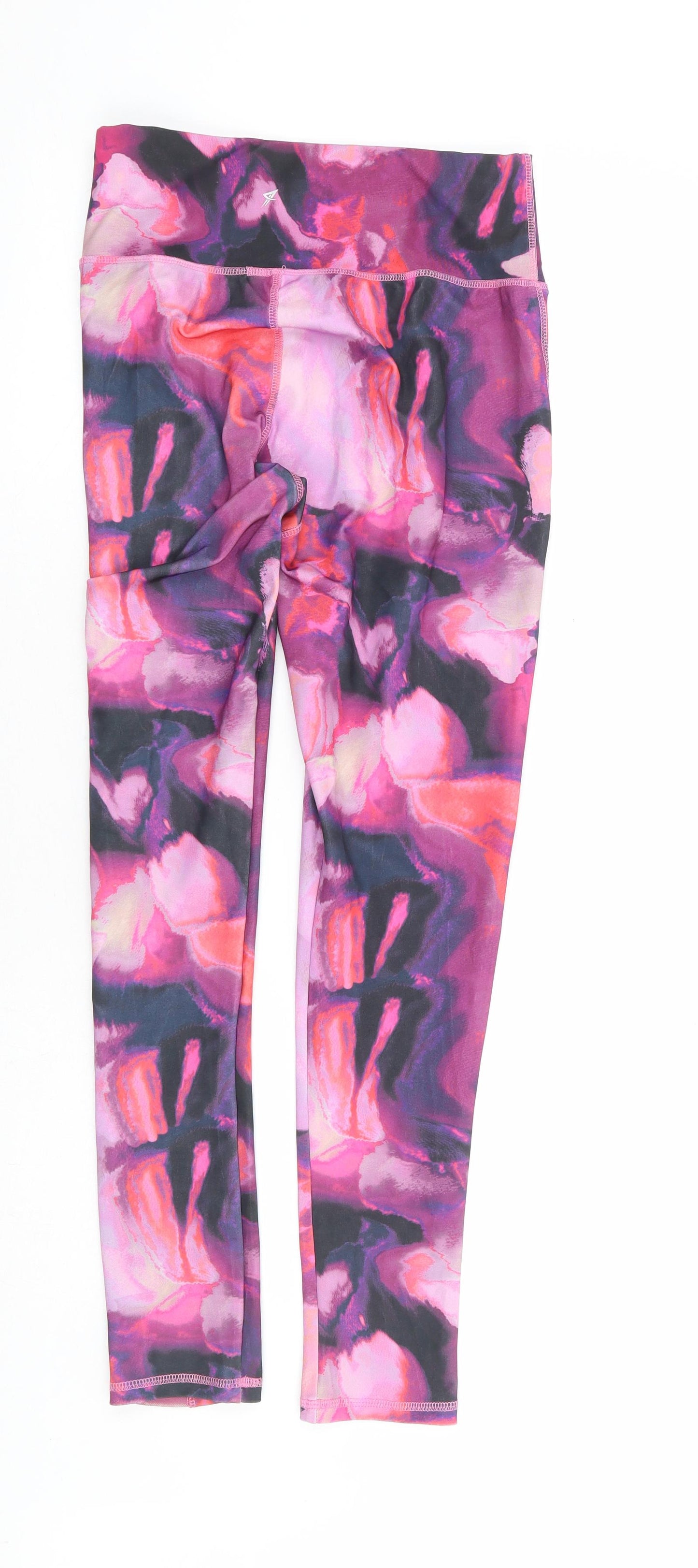 Primark Womens Purple Geometric Polyester Compression Leggings Size 12 L27 in Regular