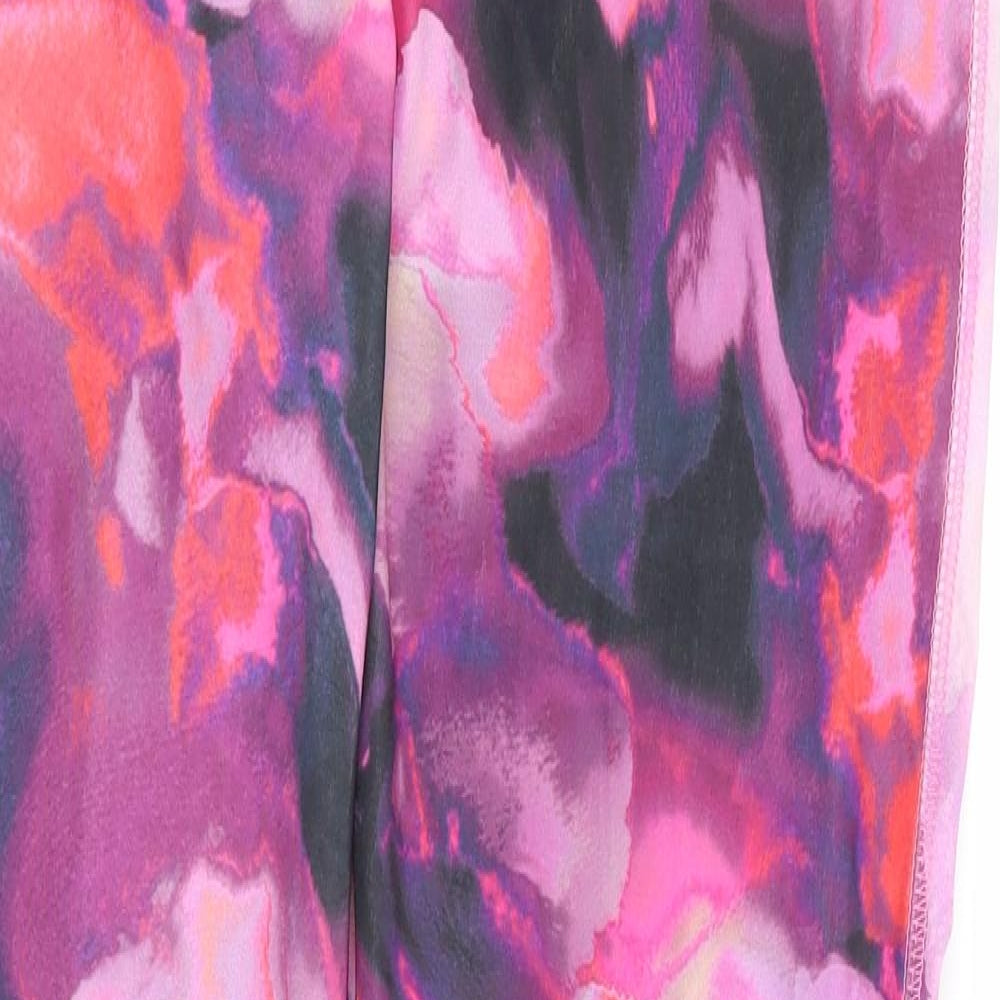 Primark Womens Purple Geometric Polyester Compression Leggings Size 12 L27 in Regular