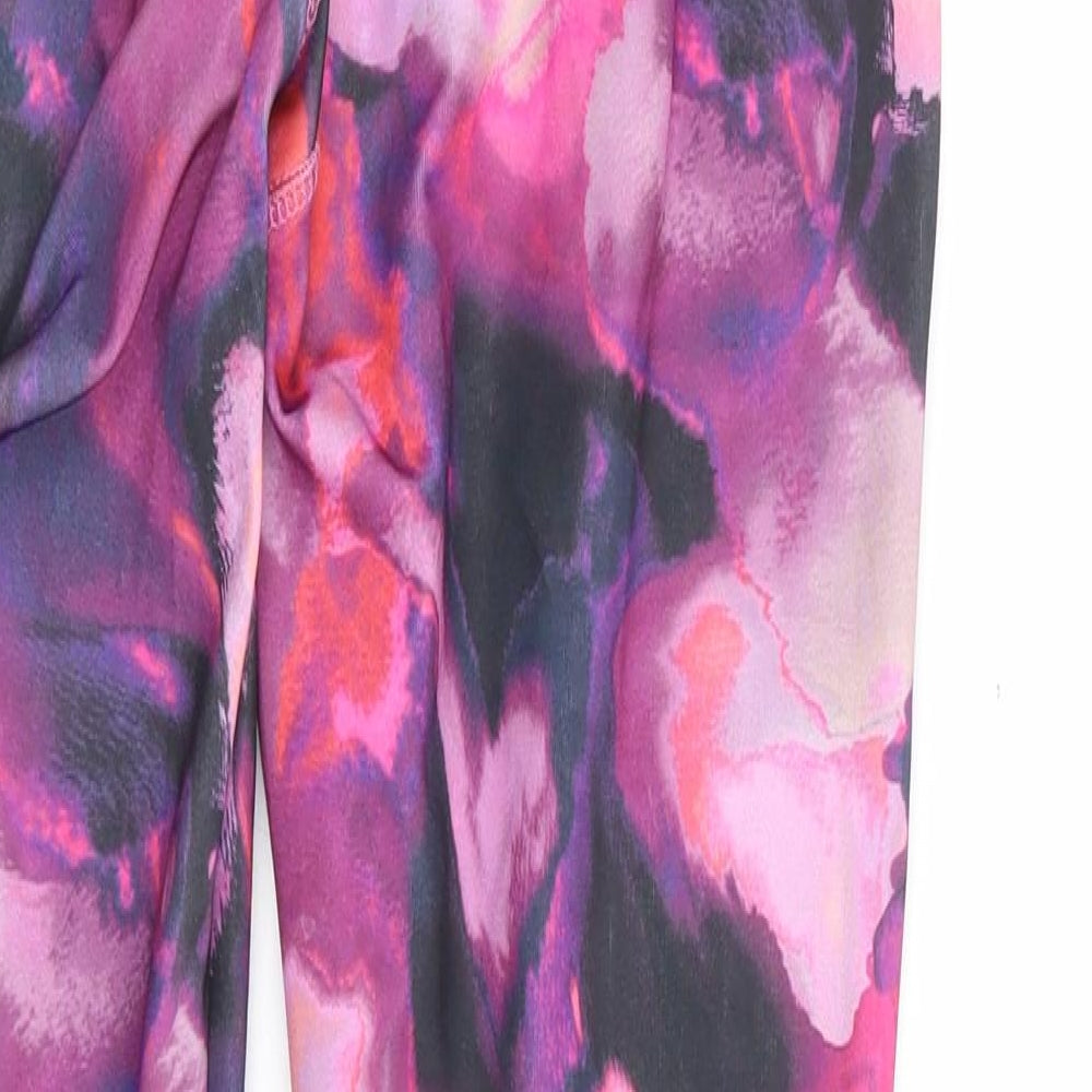 Primark Womens Purple Geometric Polyester Compression Leggings Size 12 L27 in Regular