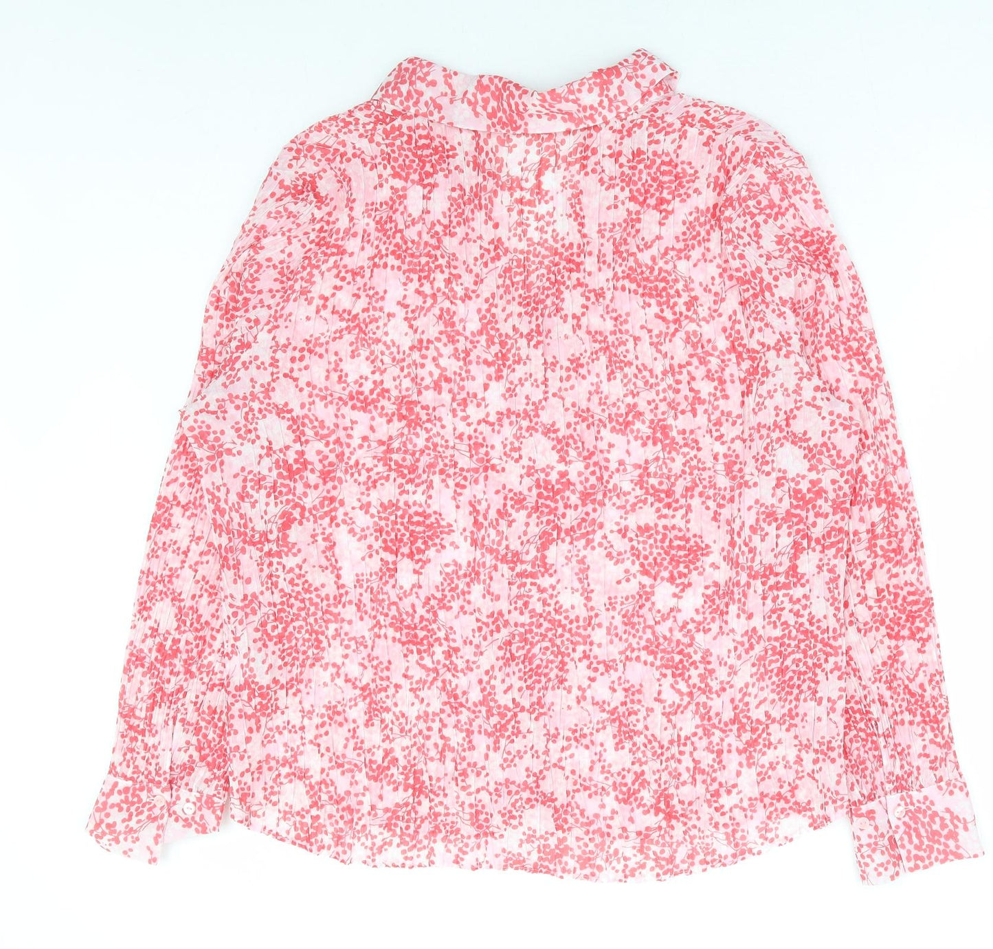 Marks and Spencer Womens Red Floral Polyester Basic Button-Up Size 20 Collared