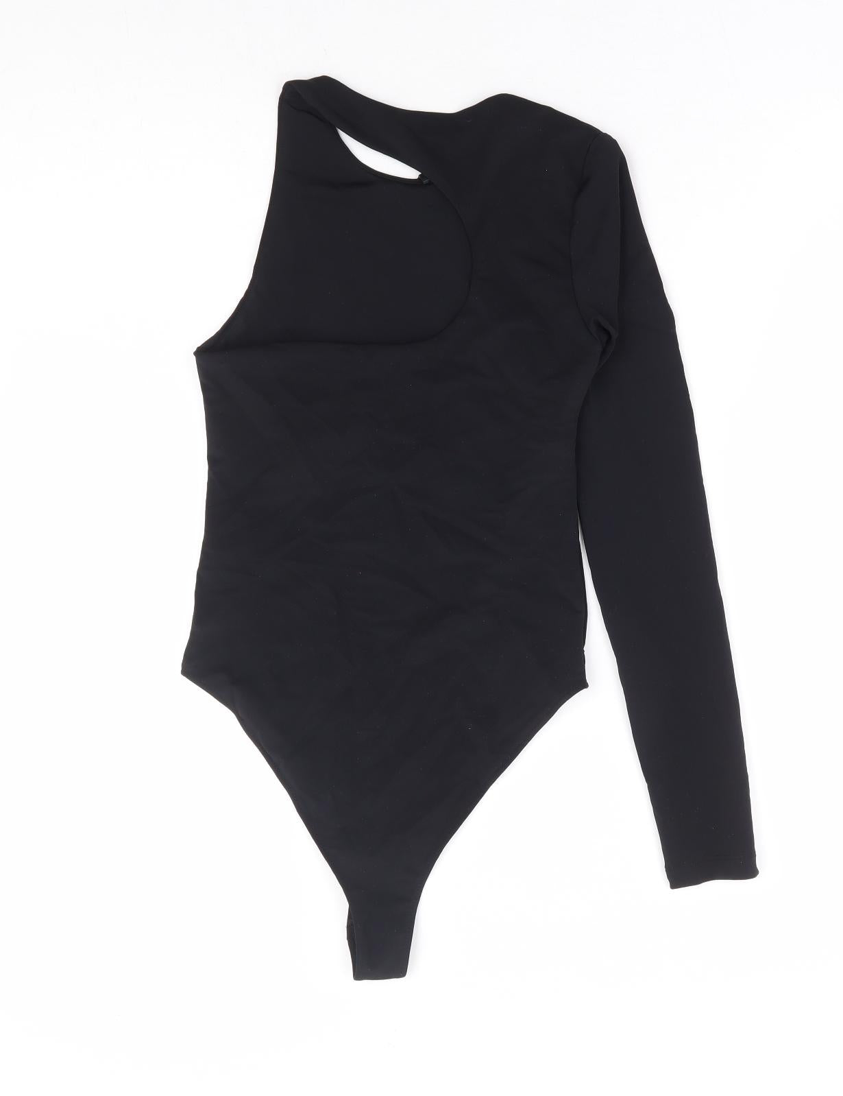 Zara Womens Black Polyamide Bodysuit One-Piece Size M Snap