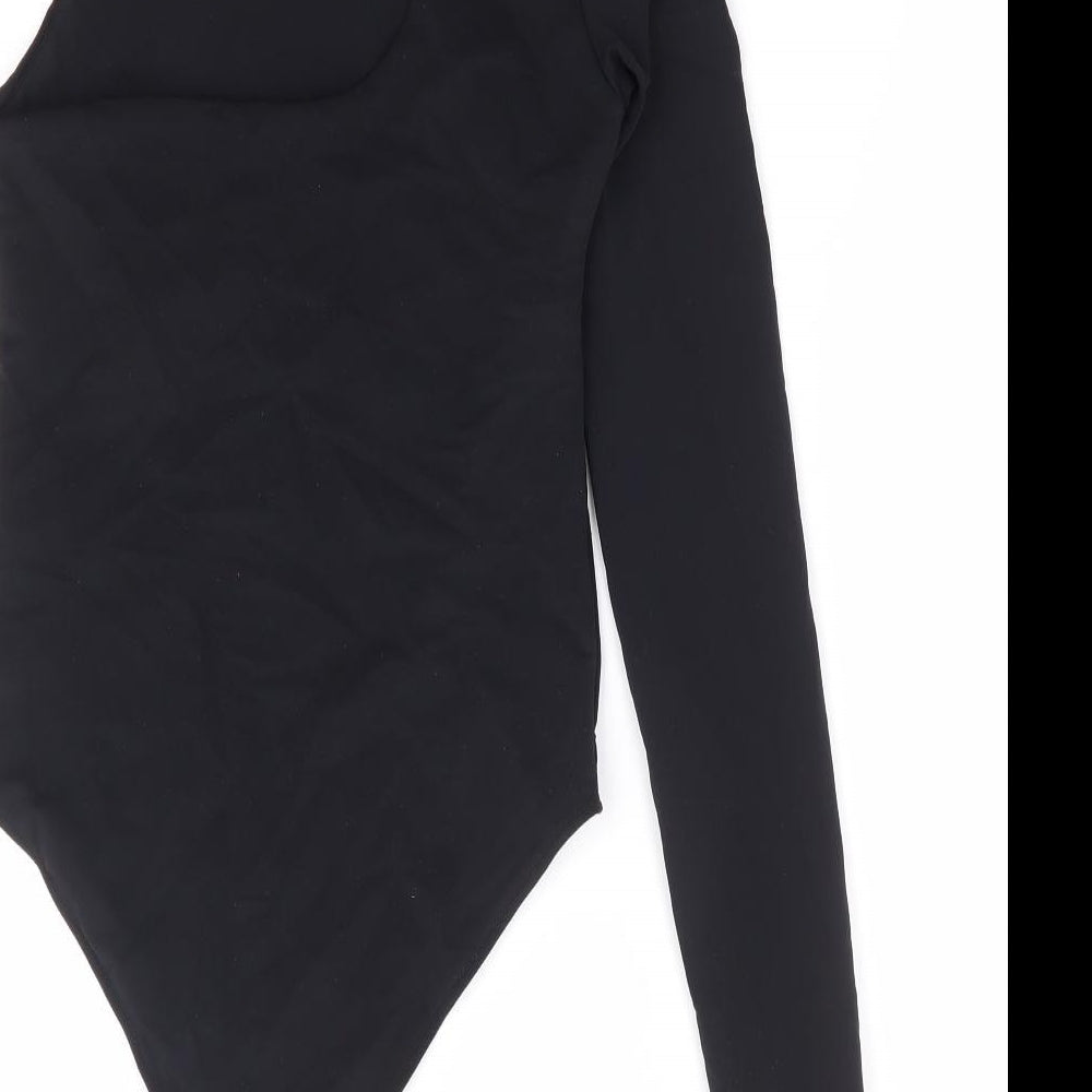 Zara Womens Black Polyamide Bodysuit One-Piece Size M Snap
