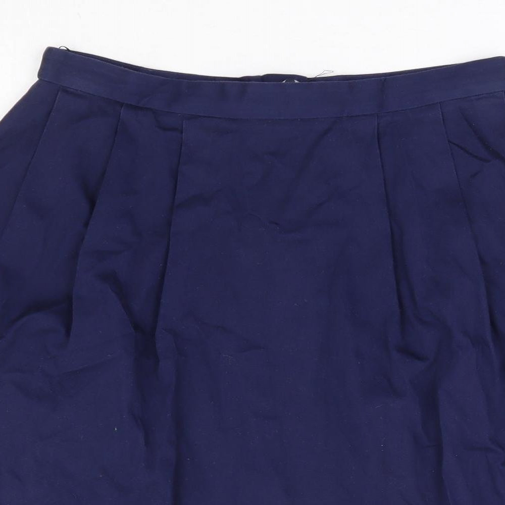 Dorothy Perkins Womens Blue Cotton A-Line Skirt Size 10 Zip