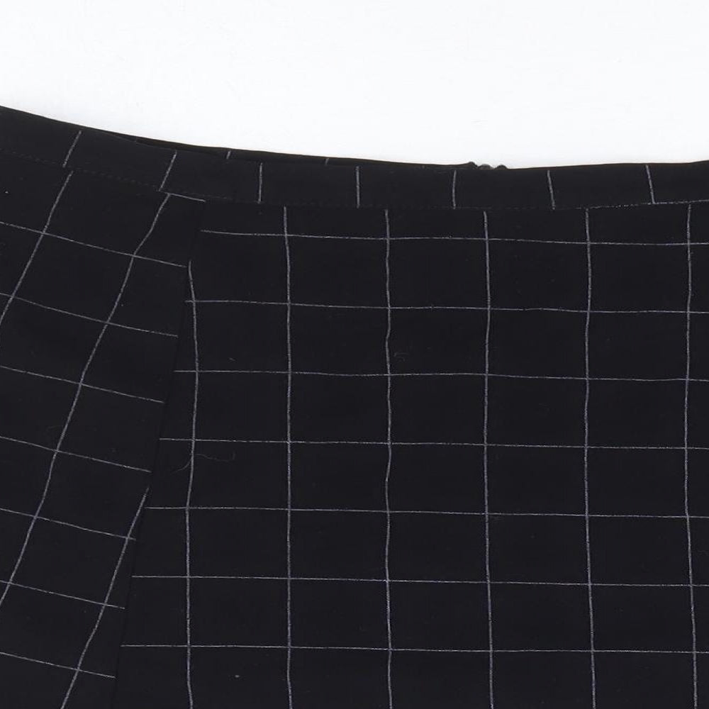 American Apparel Womens Black Check Polyester Mini Skirt Size L Zip