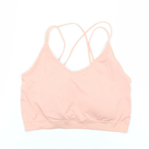 TU Womens Pink Polyester Cropped Tank Size XL Scoop Neck Pullover - Bralette