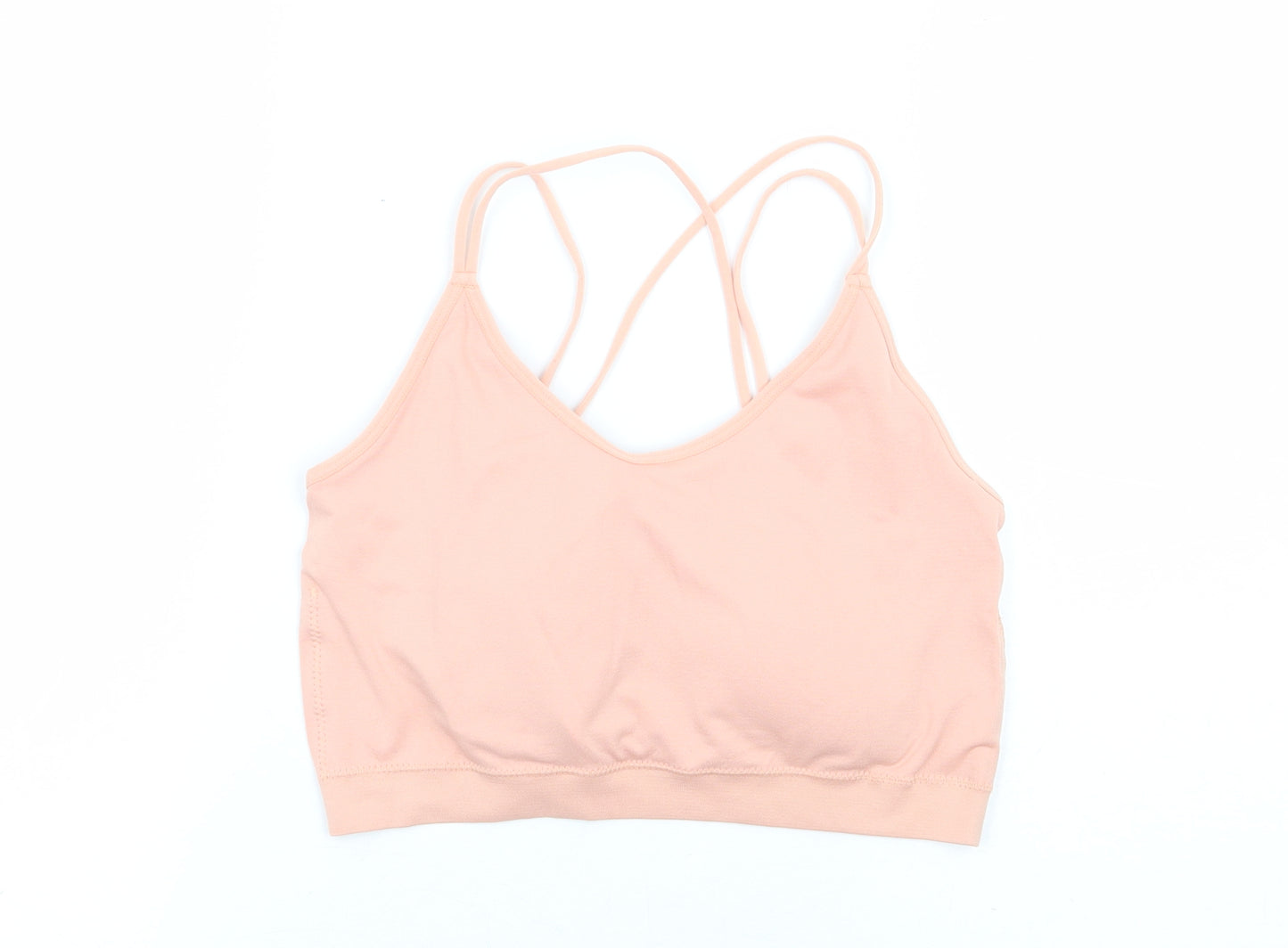 TU Womens Pink Polyester Cropped Tank Size XL Scoop Neck Pullover - Bralette