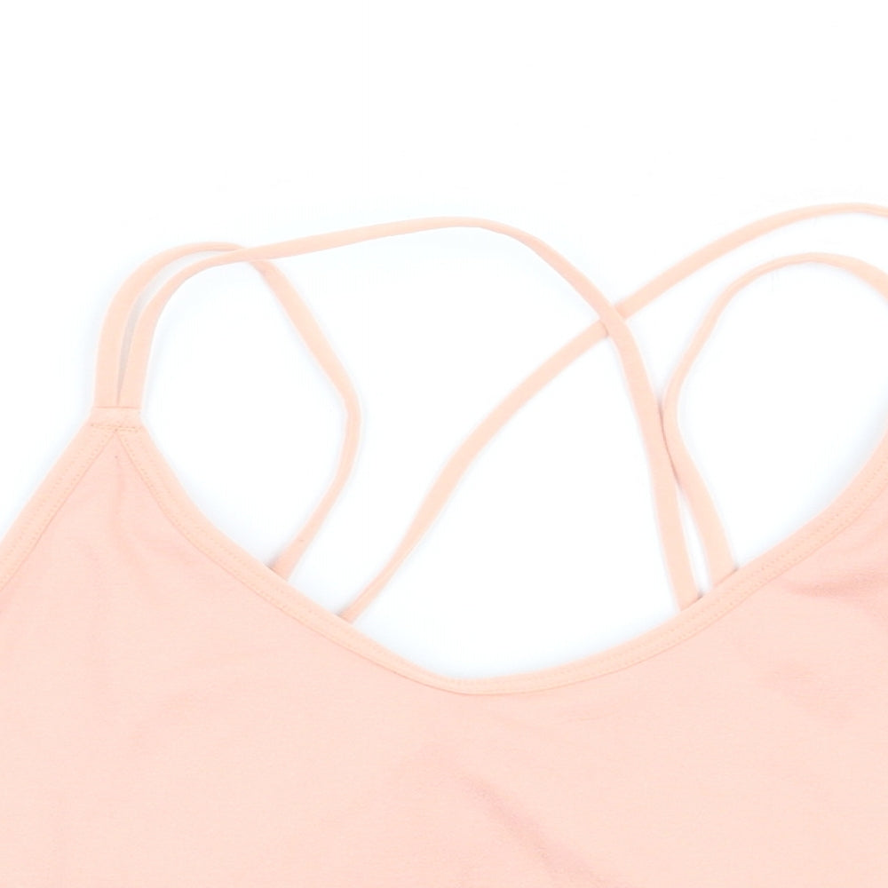 TU Womens Pink Polyester Cropped Tank Size XL Scoop Neck Pullover - Bralette