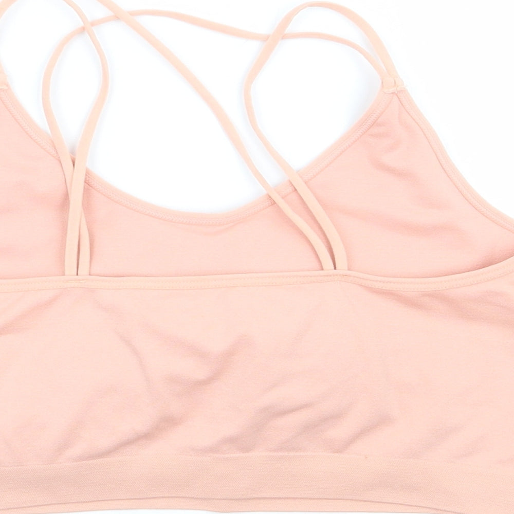 TU Womens Pink Polyester Cropped Tank Size XL Scoop Neck Pullover - Bralette