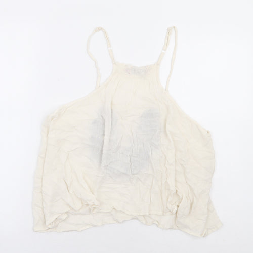 Boohoo Womens Ivory Viscose Camisole Tank Size 6 Round Neck - Racer Back