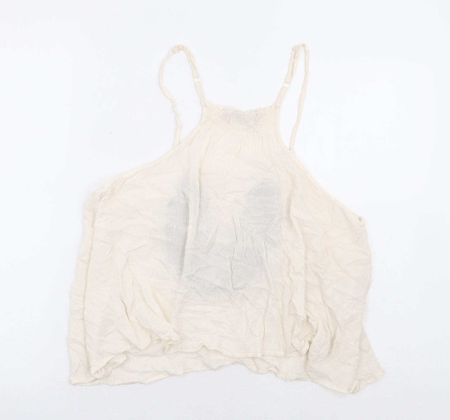 Boohoo Womens Ivory Viscose Camisole Tank Size 6 Round Neck - Racer Back