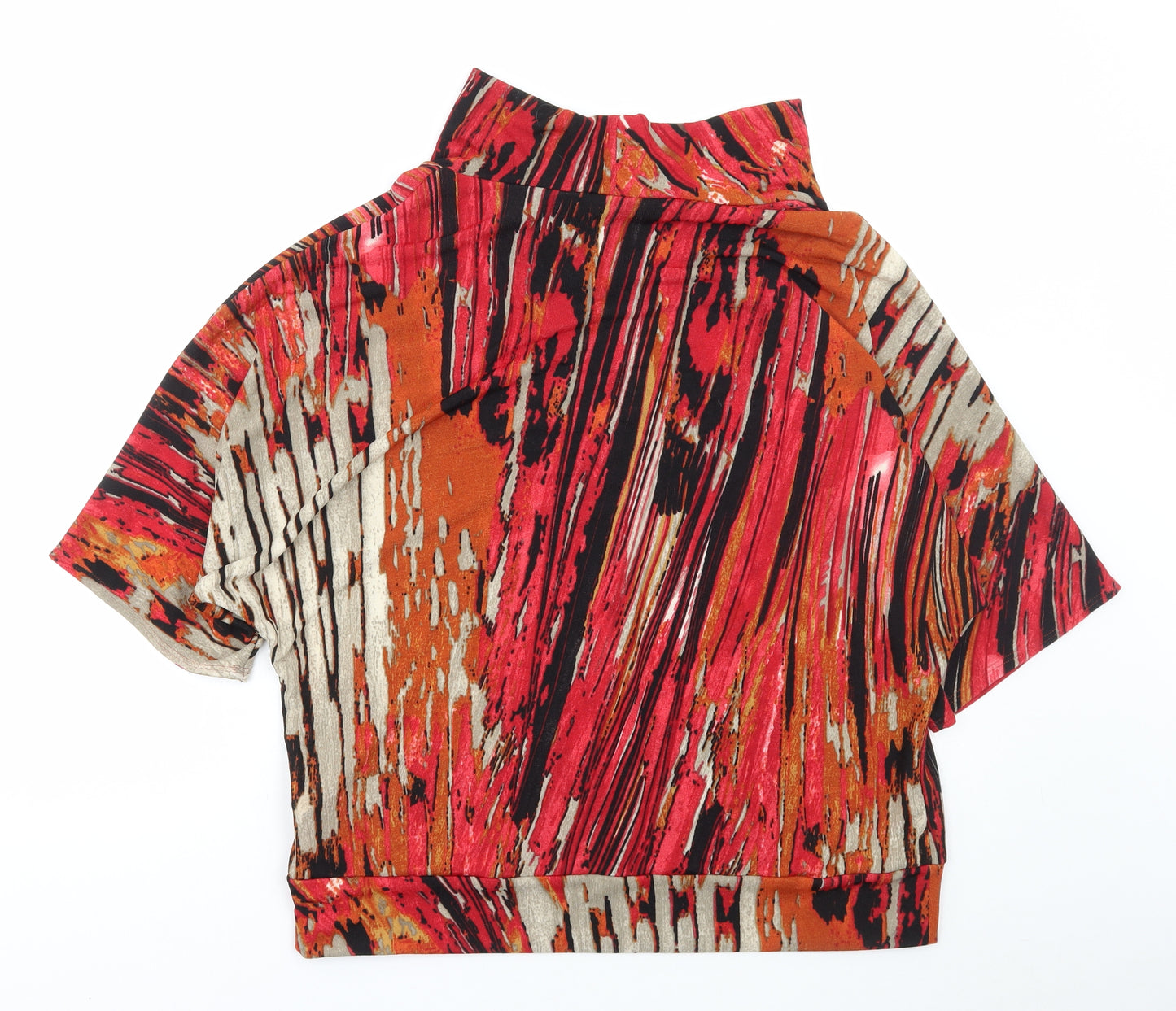 Mr Max Womens Multicoloured Geometric Polyester Basic T-Shirt Size L High Neck
