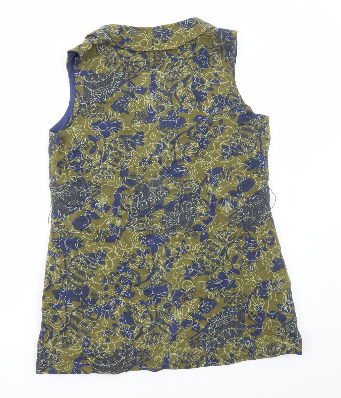 Patra Womens Green Floral Gilet Jacket Size M Button