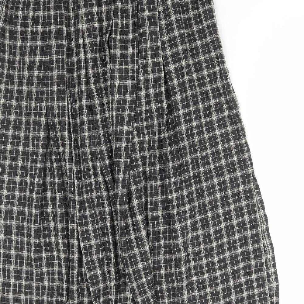 Modiamo Womens Brown Check Viscose Flare Skirt Size 10 Button