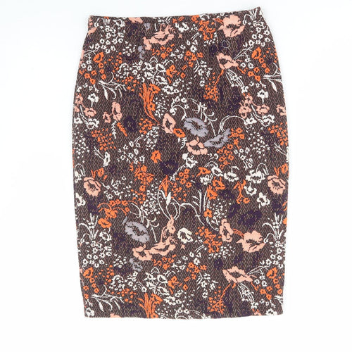 TU Womens Brown Floral Polyester Straight & Pencil Skirt Size 8