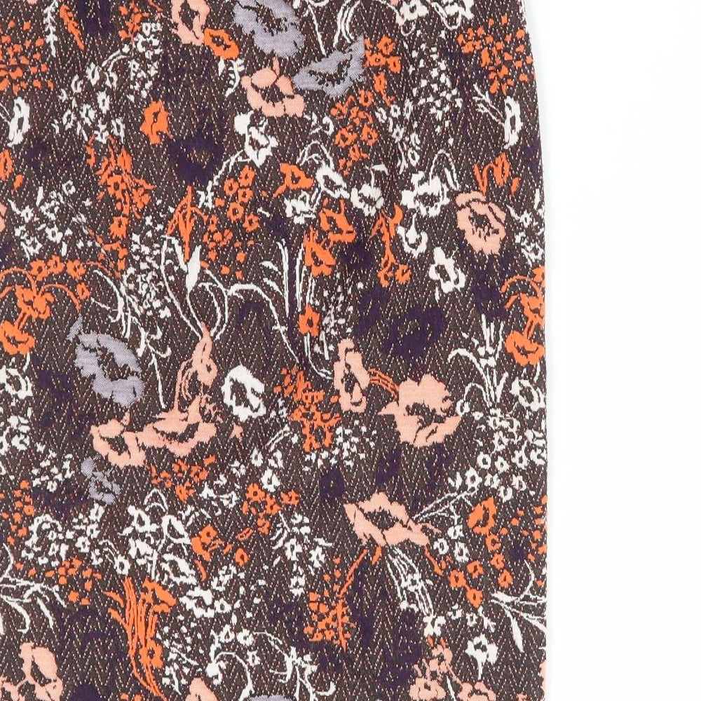 TU Womens Brown Floral Polyester Straight & Pencil Skirt Size 8