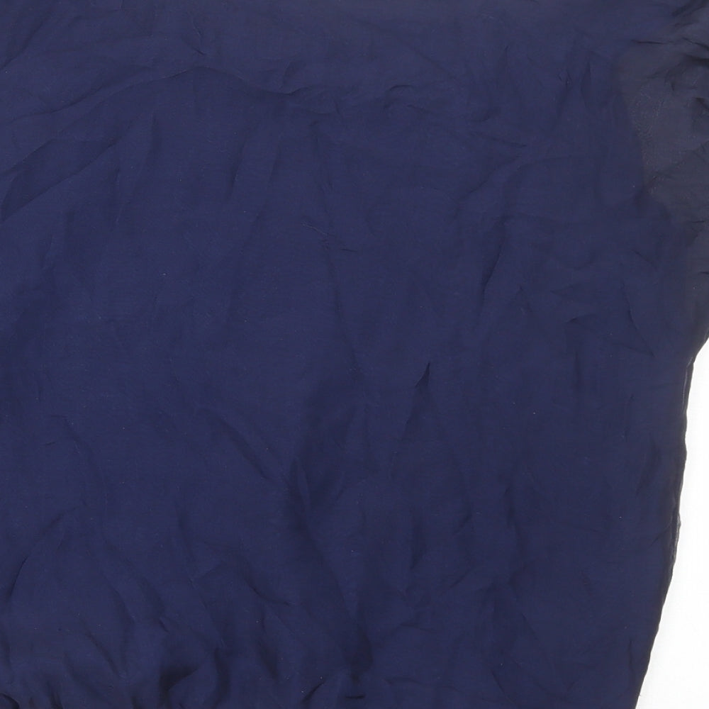 Zara Womens Blue Geometric Polyester Basic Blouse Size M V-Neck
