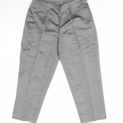 NEXT Womens Grey Acetate Trousers Size 12 L22 in Regular Zip