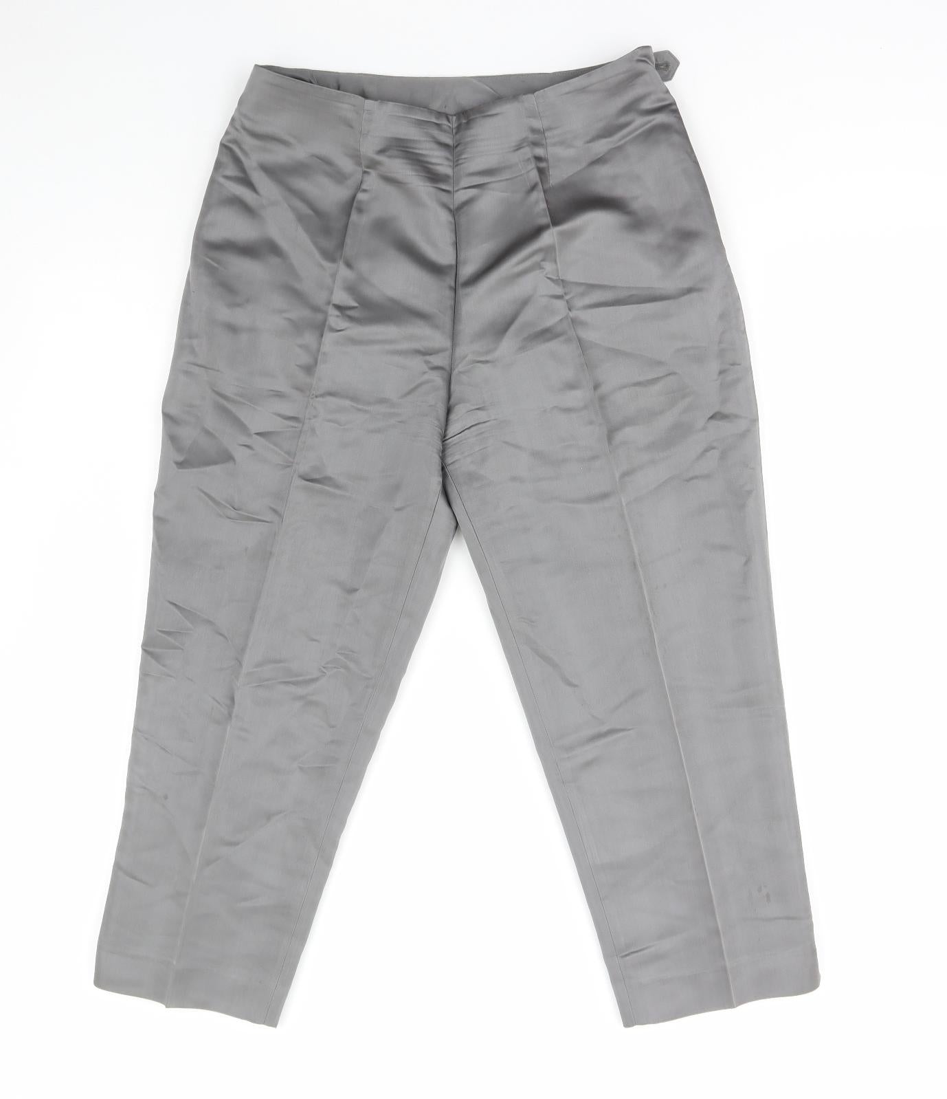NEXT Womens Grey Acetate Trousers Size 12 L22 in Regular Zip