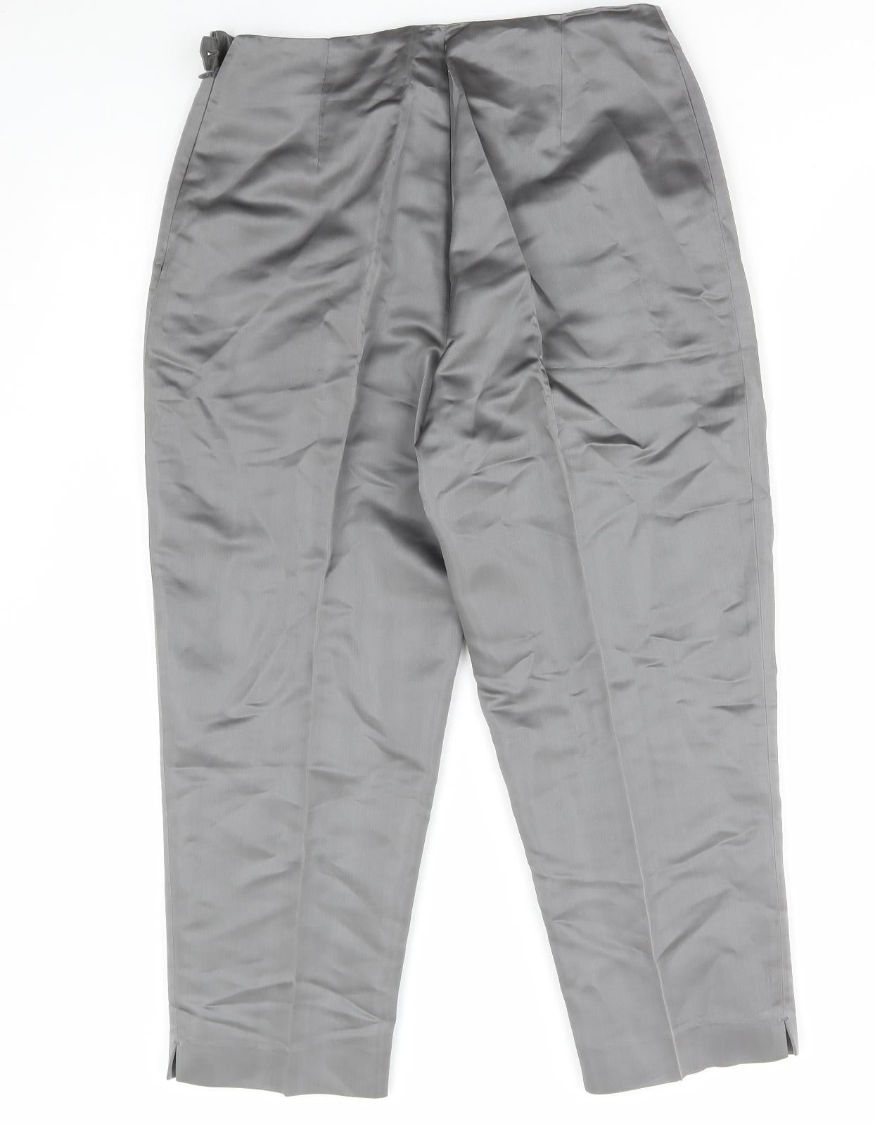 NEXT Womens Grey Acetate Trousers Size 12 L22 in Regular Zip