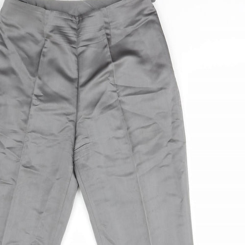 NEXT Womens Grey Acetate Trousers Size 12 L22 in Regular Zip