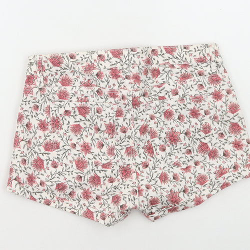 H&M Womens Multicoloured Floral Cotton Hot Pants Shorts Size 6 Regular Zip
